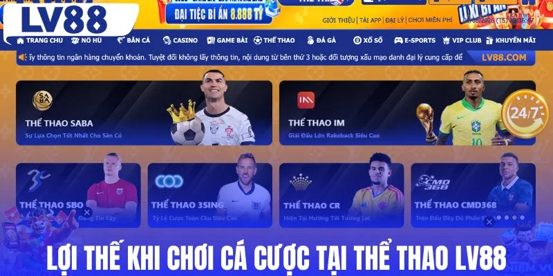 Lợi thế khi chơi cá cược tại thể thao LV88